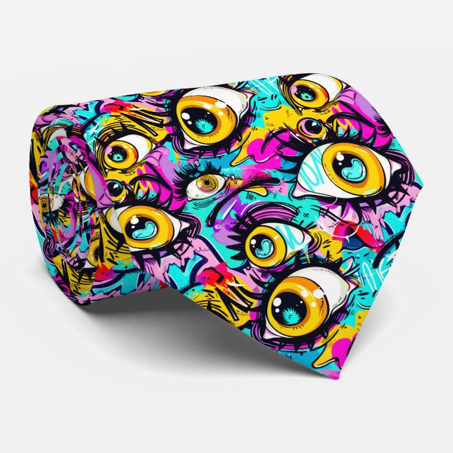 Cool comic graffiti tiled pattern  tie (Rolled)