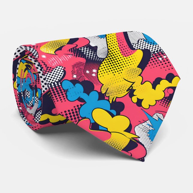 Cool comic pop tiled pattern  tie (Rolled)