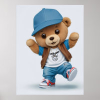Cool Comic Teddy Bear in Hip Hop Style AI Art 