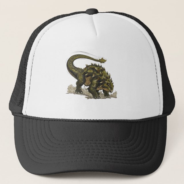 Cool Comics Style Stegosaurus Dinosaur Trucker Hat (Front)
