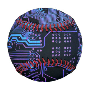 Cool Computer Circuit Board Blue Baseball
