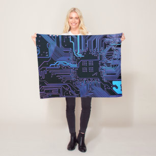 Cool Computer Circuit Board Blue Fleece Blanket