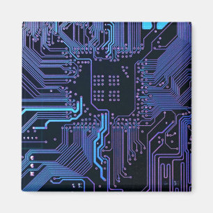 Cool Computer Circuit Board - Blue Magnet
