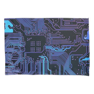 Cool Computer Circuit Board Blue Pillowcase