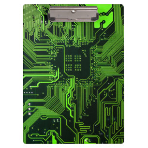 Cool Computer Circuit Board Green Clipboard