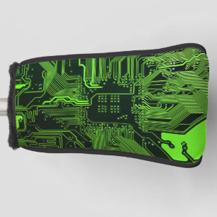 Cool Computer Circuit Board Green Golf Head Cover