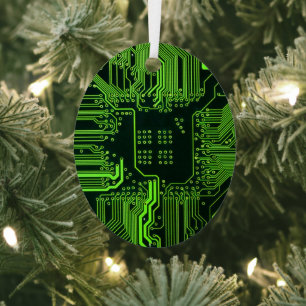 Cool Computer Circuit Board - Green Metal Tree Decoration
