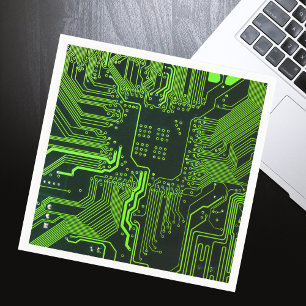 Cool Computer Circuit Board Green Napkin