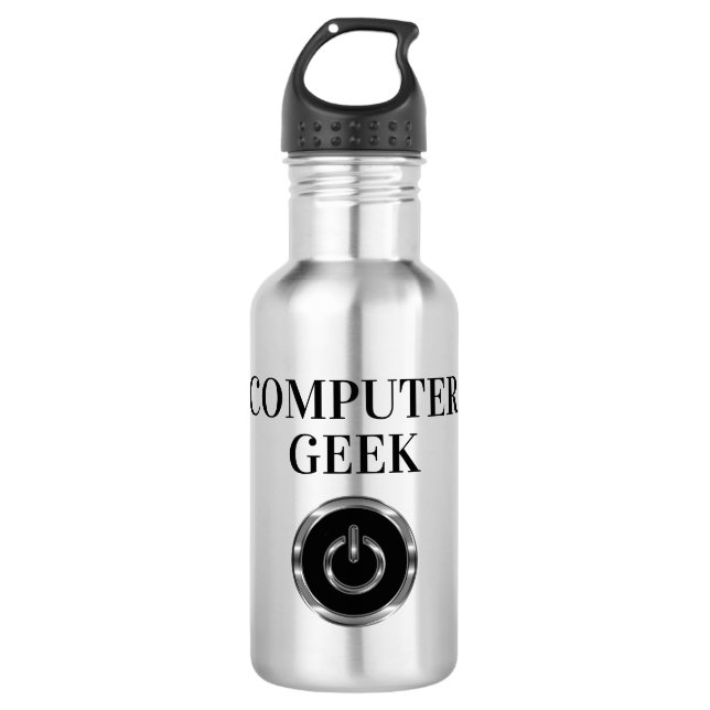 Cool Computer Geek Start Button 532 Ml Water Bottle (Front)