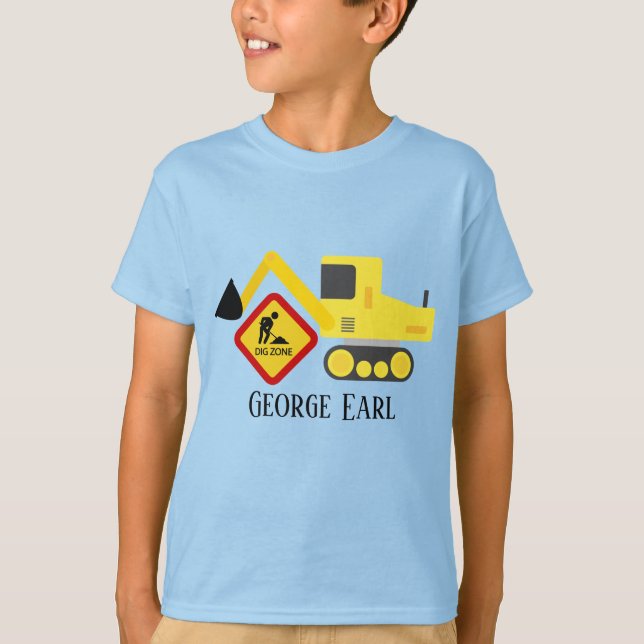 cool construction digger truck add name T-Shirt (Front)