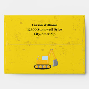 Cool Construction Excavator Yellow Custom Kids Envelope