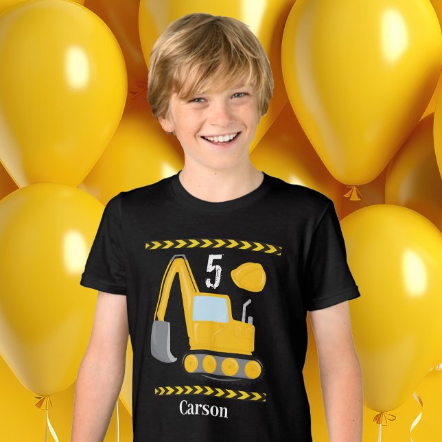 Cool Construction Vehicle Custom Boys Birthday Tri-Blend Shirt (Creator Uploaded)