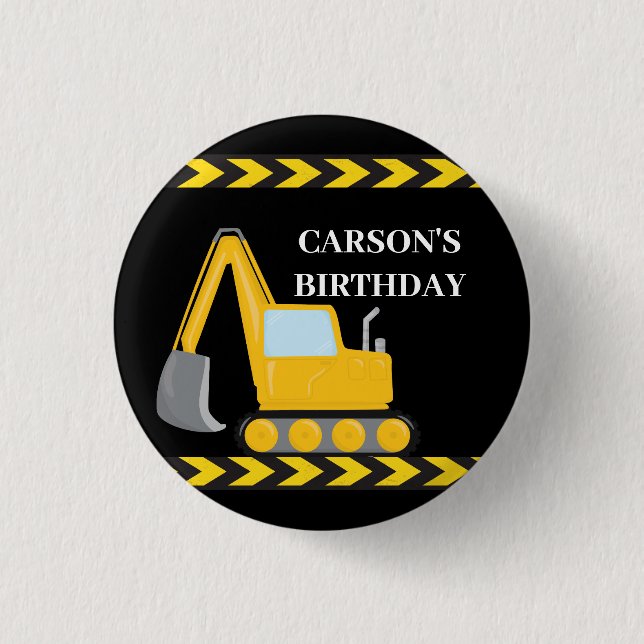 Cool Construction Vehicle Custom Kids Birthday 3 Cm Round Badge (Front)