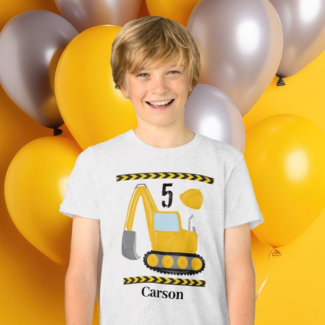 Cool Construction Vehicle Custom Kids Birthday Tri-Blend Shirt (Creator Uploaded)