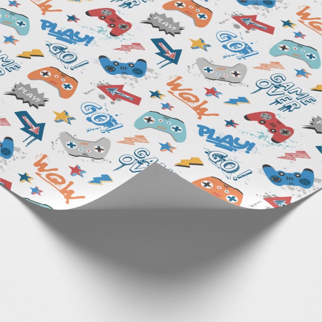 Cool controller pattern with text for gamers wrapping paper (Corner)