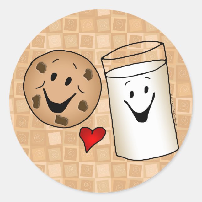 Cool Cookies and Milk Friends Cartoon Classic Round Sticker (Front)