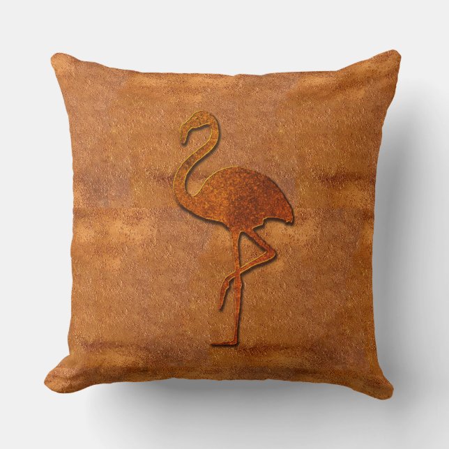 Cool Copper Look Flamingo Cushion (Front)