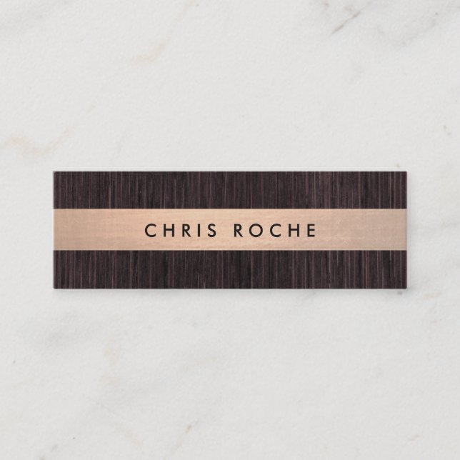 Cool Copper Stripe Wood Mini Business Card (Front)