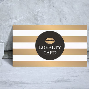 Cool Copper Striped Grey Makeup Loyalty Card