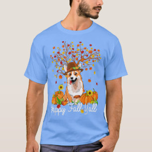 Cool Corgi Autumn Pumpkins Happy Fall Yall  T-Shirt