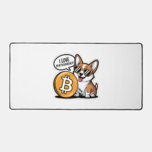 Cool Corgi Loves Cryptocurrency Desk Mat