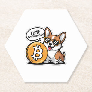 Cool Corgi Loves Cryptocurrency Paper Coaster