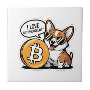 Cool Corgi Loves Cryptocurrency Tile