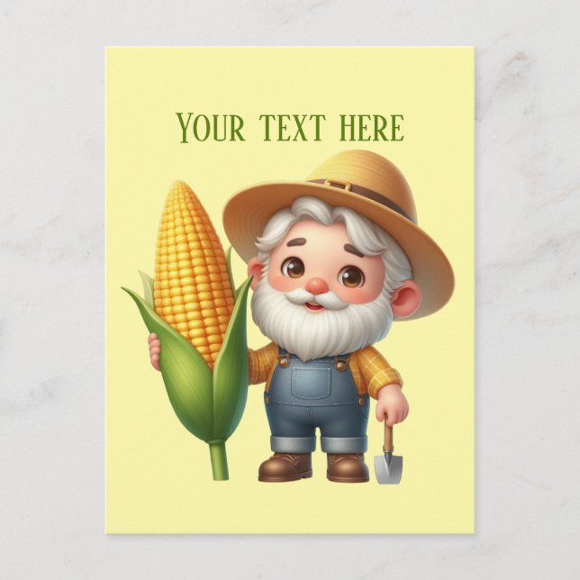 Cool corn farmer customisable postcard (Front)