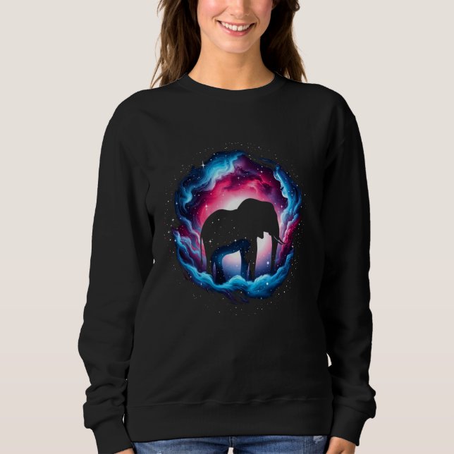 Cool Cosmic Elephant Galaxy Graphic Space Art Sweatshirt (Front)