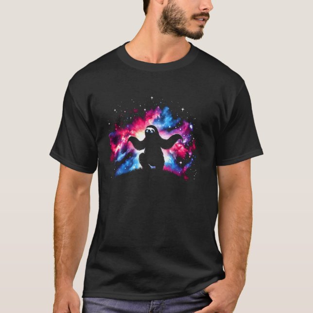 Cool Cosmic Sloth Galaxy Graphic Space Art T-Shirt (Front)