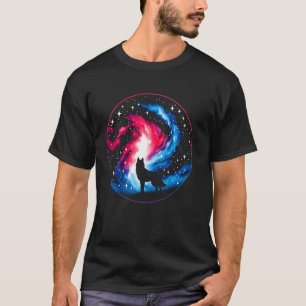 Cool Cosmic Wolf Galaxy Graphic Space Art T-Shirt