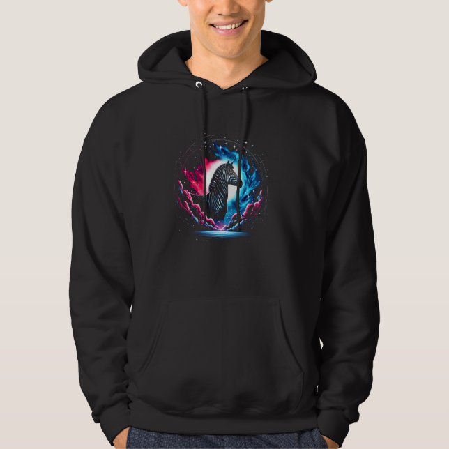 Cool Cosmic Zebra Galaxy Graphic Space Art Hoodie (Front)