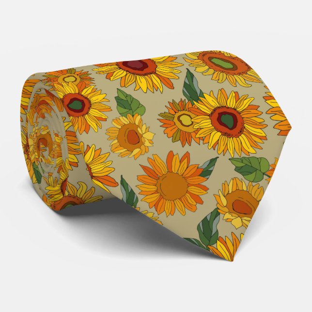 cool Country sunflower pattern Tie (Rolled)