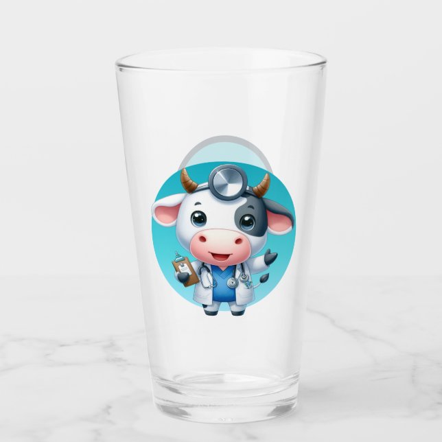 Cool cow Doctor add monogram Glass (Front)