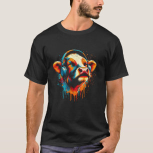 Cool Cow Headphone Music Art Christmas Birthday T-Shirt