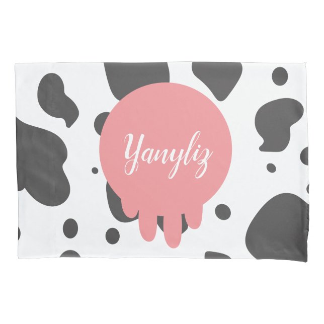 Cool Cow Print Name Monogrammed    Pillowcase (Front)