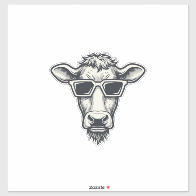 Cool Cow Sunglasses Vintage Engraving Vector Desig (Sheet)