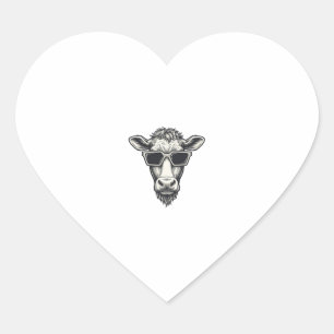 Cool Cow Sunglasses Vintage Engraving Vector Desig Heart Sticker