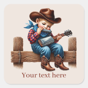 Cool Cowboy add text Square Sticker