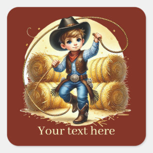 Cool Cowboy add text  Square Sticker