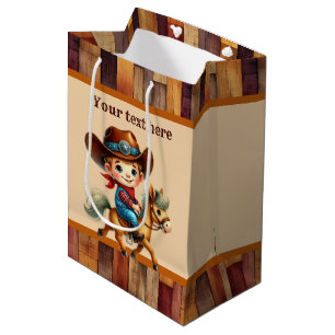 Cool cowboy boys Birthday party customisable Medium Gift Bag