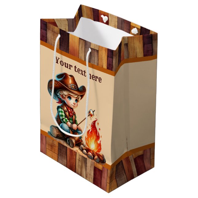 Cool cowboy boys Birthday party customisable  Medium Gift Bag (Front Angled)