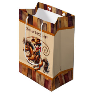 Cool cowboy boys Birthday party customisable Medium Gift Bag