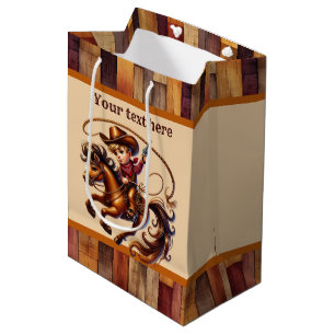 Cool cowboy boys Birthday party customizable Medium Gift Bag