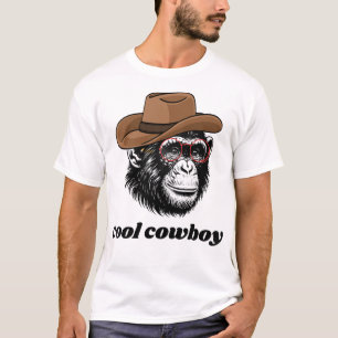 Cool Cowboy Chimpanzee – Funny Western Monkey  T-Shirt