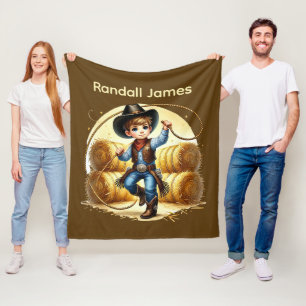 Cool cowboy lovers add name fleece blanket