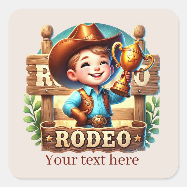 Cool Cowboy Rodeo add text  Square Sticker (Front)