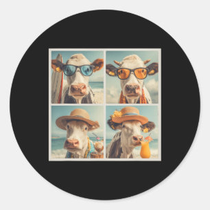 Cool Cows With Sungles Beach Cow Animals Vacation Classic Round Sticker