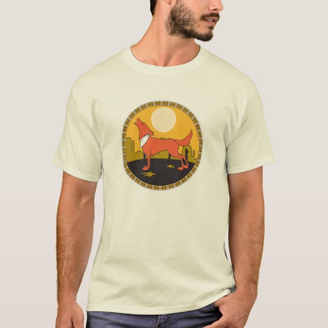 cool coyote circle design T-Shirt (Front)