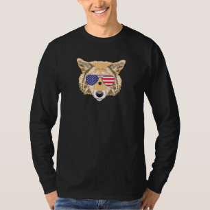 Cool Coyote Wearing Usa Flag Sunglasses Us America T-Shirt